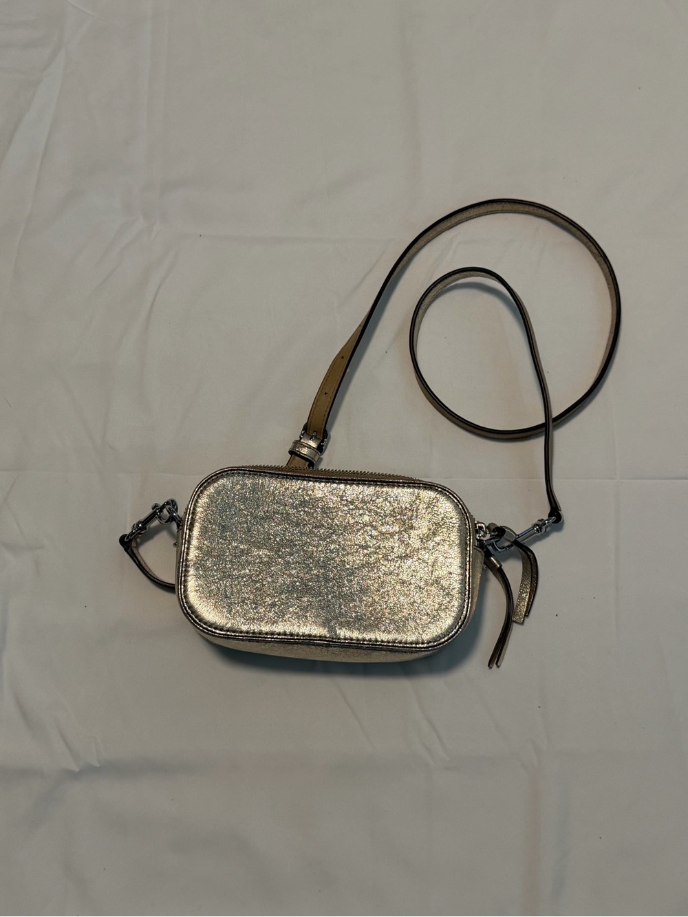 Tory Burch Metallic Silver Logo Crossbody Pouch - Picture 6 of 10